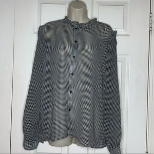 Who What Wear Plaid Sheer Long Sleeve Blouse
